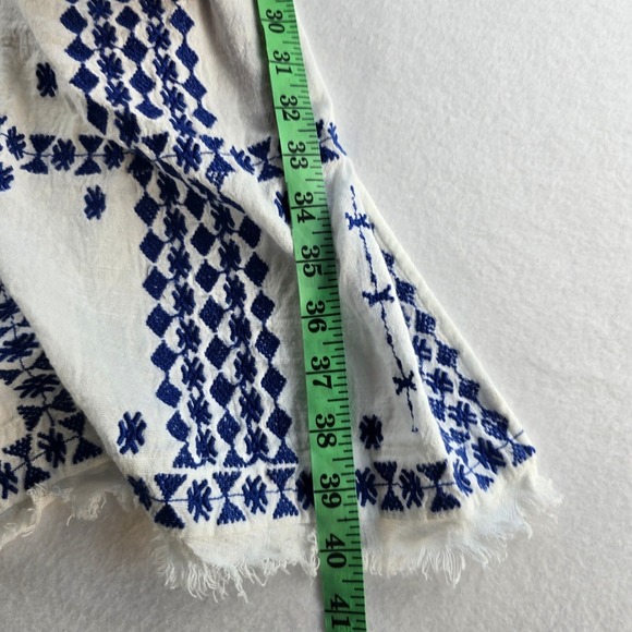Free People Wild Romance Embroidered Strapless Dress Boho Blue White Size  Large - mordernwear.com
